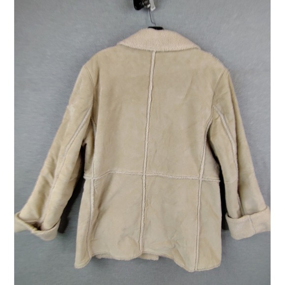 St Johns Bay Womens Jacket Large Beige Leather Suede Sherpa Lined Soft Washable - Picture 12 of 15